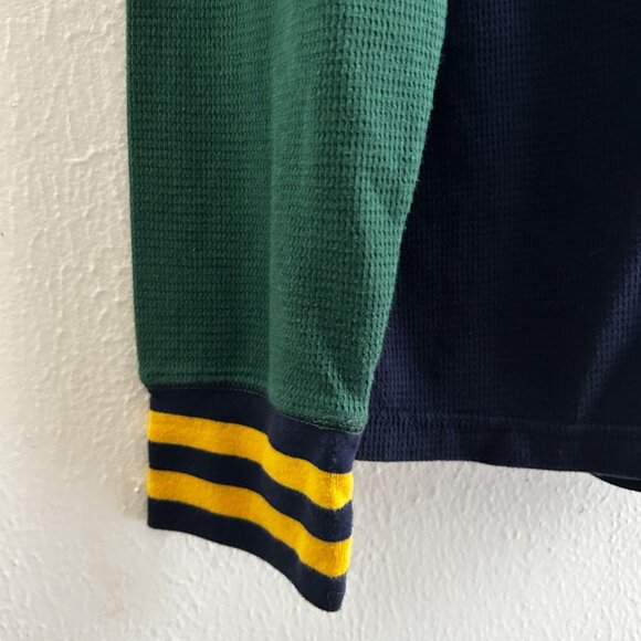 VINTAGE 90s POLO Ralph Lauren Thermal Colorblock Spell Out Long Sleeve Shirt - Picture 7 of 7